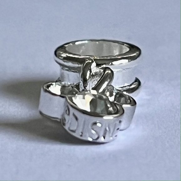 Vtg Disney Mickey Mouse Charm European Bead Slider SilverPlated Austrian Crystal - Picture 3 of 10